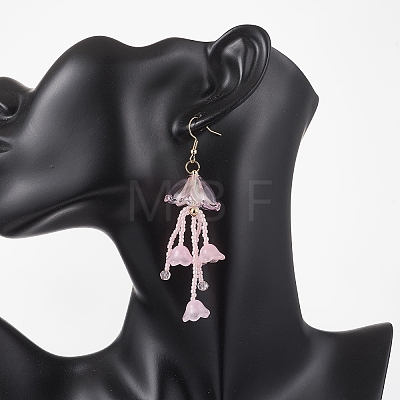 Jellyfish Acrylic & Glass Seed Bead Dangle Earrings EJEW-MZ00665-03-1