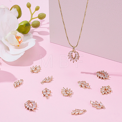 12pc 4 Styles Brass Micro Pave Clear Cubic Zirconia Pendants FIND-AR0006-32G-1