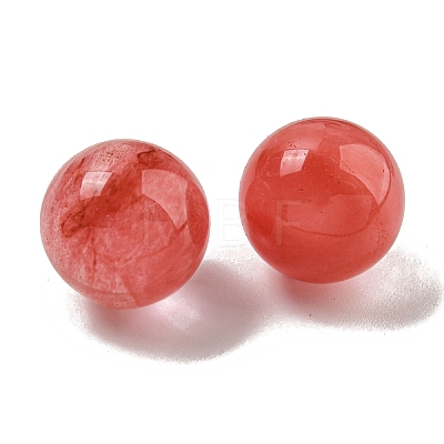 Cherry Quartz Glass Round Ball Figurines Statues for Home Office Desktop Decoration G-P532-02A-08-1