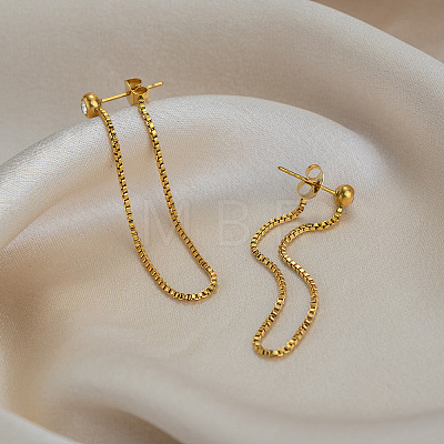 304 Stainless Steel Tassel Chain Stud Earrings for Women AQ2980-1