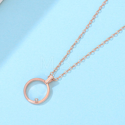 925 Sterling Silver Circle Pendant with Mozambique Diamond Fashion Women's Necklaces HI8884-1