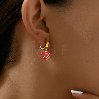 Stainless Steel Heart Hoop Earrings QS1082-2-1