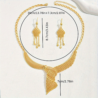Alloy Hollow Statement Necklace & Earring Sets for Middle Eastern Bride KF3516-1