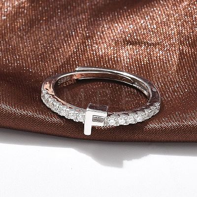 S925 Sterling Silver Adjustable Letter Rings for Women RJEW-M068-01P-F-1