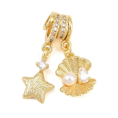 Brass Micro Pave Clear Cubic Zirconia Dangle Beads CU-CBAF1EE-08G-1