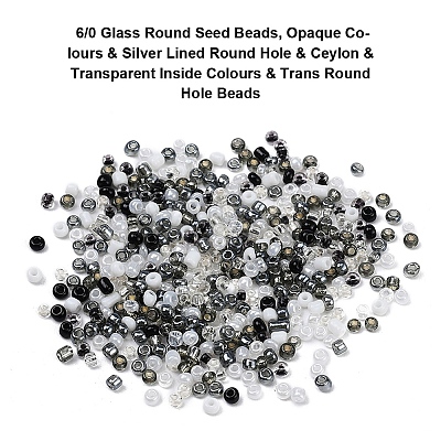 8 Style 6/0 Glass Round Seed Beads SEED-YW0001-38C-1