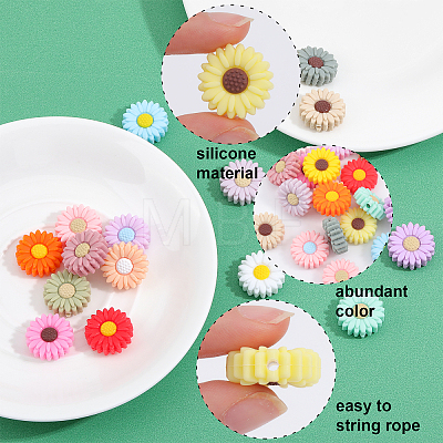 18Pcs 18 Colors Food Grade Eco-Friendly Silicone Beads SIL-CA0001-53-1