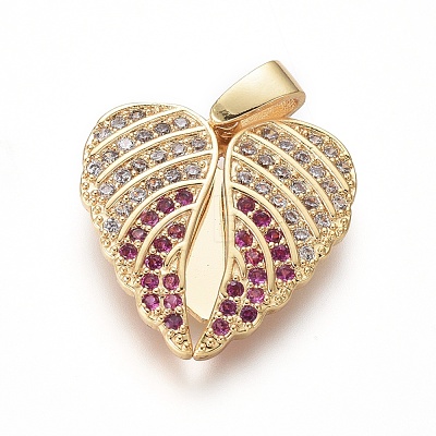 Valentine's Day Brass Micro Pave Cubic Zirconia Openable Pendants ZIRC-I032-29G-1