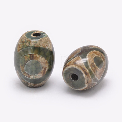 Tibetan Style 3-Eye dZi Beads X-TDZI-G009-B42-1