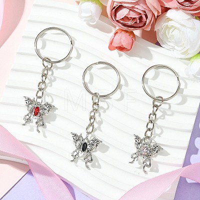 Butterfly Alloy with Cubic Zirconia Pendant Keychain KEYC-JKC00846-1