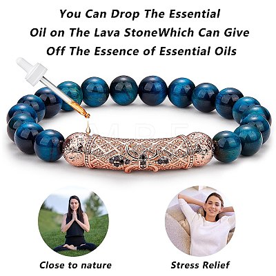 2Pcs 2 Style Natural Tiger Eye & Gemstone Stretch Bracelets Set BJEW-SW00093-1