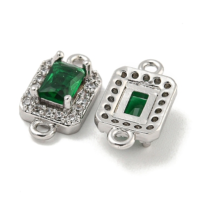 Brass Pave Clear & Green Cubic Zirconia Connector Charms KK-P275-45P-1