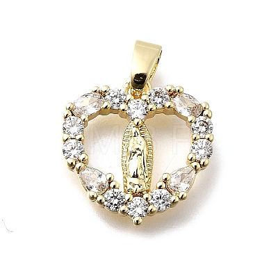 Brass Micro Pave Cubic Zirconia Charms KK-P336-01A-G-1