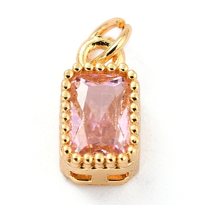 Real 18K Gold Plated Brass Inlaid Cubic Zirconia Charms ZIRC-L100-075G-1