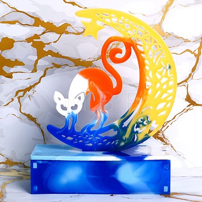 Halloween Theme DIY Moon with Ghost Cat Display Decoration Silicone Molds DIY-G058-E04-1