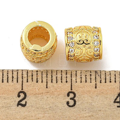 Rack Plating Brass Micro Pave Clear Cubic Zirconia European Beads KK-L215-301G-1