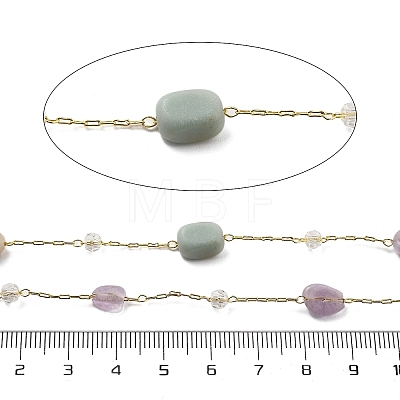 Gemstone & Glass Link Chains CHC-K014-12G-02-1