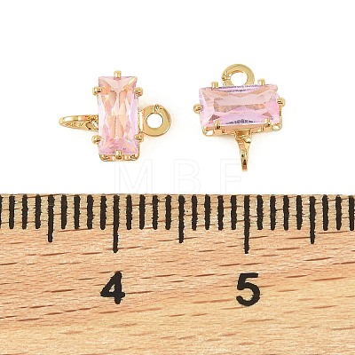 Brass Pave Cubic Zirconia Rectangle Connector Charms KK-P347-06G-02-1