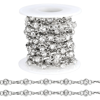 4 Yards Alloy Rhinestone Link Chains LCHA-PH0001-02P-1