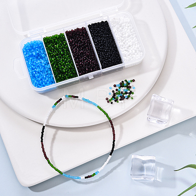 6000Pcs 5 Colors Frosted Opaque Glass Seed Beads SEED-YW0001-17-1