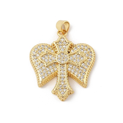 Brass Micro Pave Cubic Zirconia Pendants KK-U047-04G-1