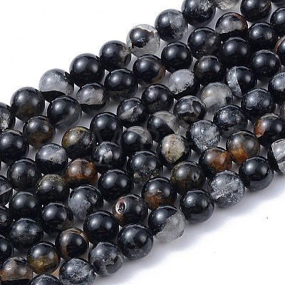 Natural Black Tourmaline Beads Strands X-G-F666-05A-4mm-1