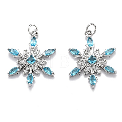 Brass Cubic Zirconia Pendants ZIRC-O044-02H-P-1