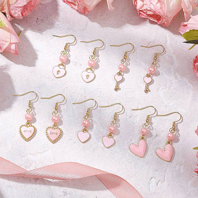 Alloy Enamel Heart Dangle Earrings EJEW-JE06272-01-1