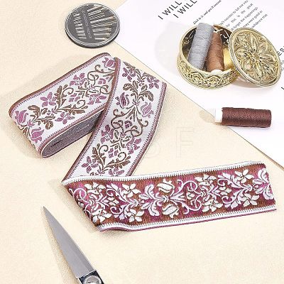 Ethnic style Embroidery Polyester Ribbons OCOR-WH0079-25D-1