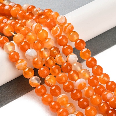 Natural Striped Agate/Banded Agate Beads Strands G-Z060-A01-A03-1