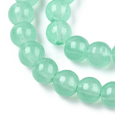 Baking Painted Imitation Jade Glass Round Bead Strands DGLA-Q021-6mm-22-A-1