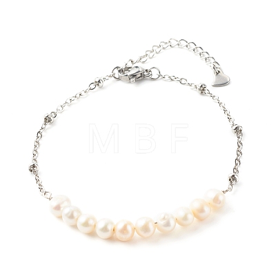 Natural Pearl Beaded Bracelet BJEW-JB06613-1