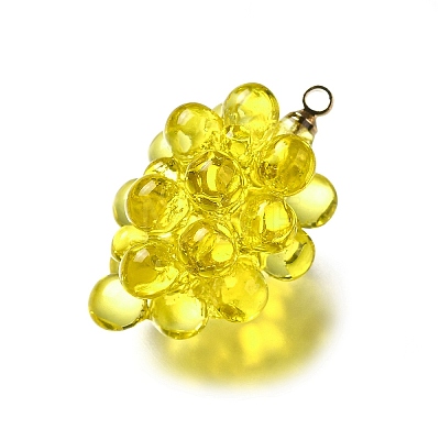 Grape Brass Acrylic Pendants OACR-R006-05G-09-1