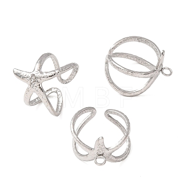 Starfish 304 Stainless Steel Cuff Ring Settings SA-CBA7DC2-01P-1