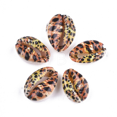 Printed Cowrie Shell Beads SSHEL-T007-16-1