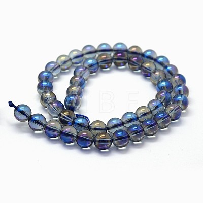 Electroplated Natural Quartz Crystal Beads Strands G-K285-09-6mm-01-1