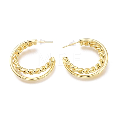 Brass Half Hoop Earrings EJEW-H104-06G-1
