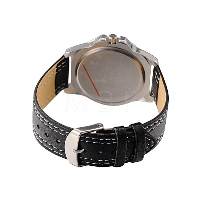 Stainless Steel Leather Quartz Wristwatches WACH-N037-04D-1