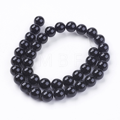 Natural Black Onyx Round Beads Strands X-G-L087-10mm-01-1