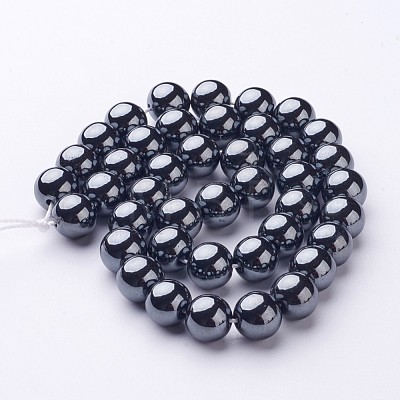 1 Strand Grade AAA Non-Magnetic Synthetic Hematite Round Beads Strands X-G-H1623-10mm-1-1