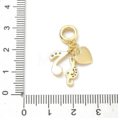 Brass Micro Pave Clear Cubic Zirconia European Dangle Charms X-KK-P345-50G-1