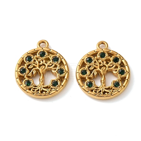 304 Stainless Steel Rhinestone Pendants RB-L002-04G-1