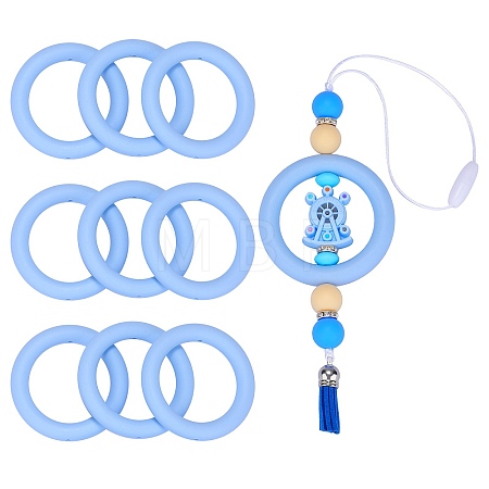 9Pcs Ring Food Grade Eco-Friendly Silicone Focal Beads JX895D-1