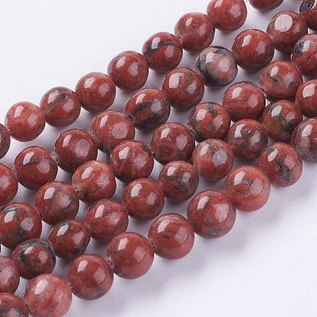 Natural Sesame Jasper/Kiwi Jasper Beads Strands G-G149-6mm-2-1