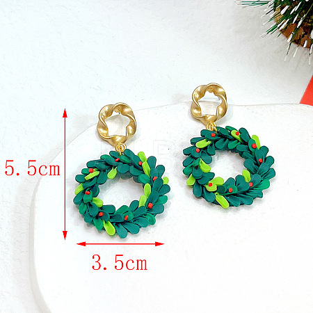 Christmas Polymer Clay & Brass Dangle Stud Earrings FS-WGF7104-11-1