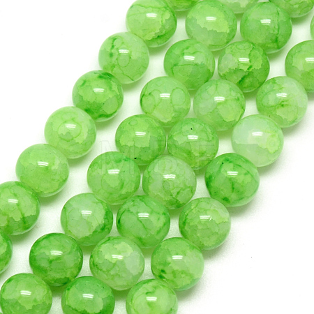 Baking Paint Crackle Glass Bead Strands DGLA-Q023-6mm-YS44-1