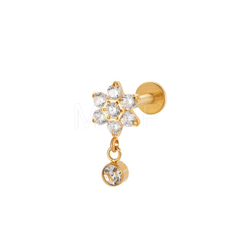 Titanium Alloy Cubic Zirconia 17 Gauge Flower Internally Threaded Labrets WG71E87-11-1