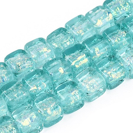 Handmade Foil Glass Beads Strands FOIL-Q002-04E-1