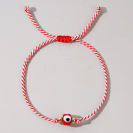Adjustable Handmade Lampwork Evil Eye Cotton Cord Braided Bead Bracelets WGE50B5-01-1