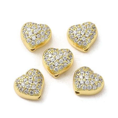 Valentine' s Day Brass Micro Pave Clear Cubic Zirconia Beads FIND-C045-03G-1